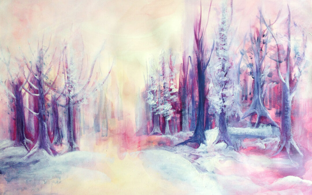 Dawn in the Snowy Forest  Watercolor 47,2×32,2cm 2017